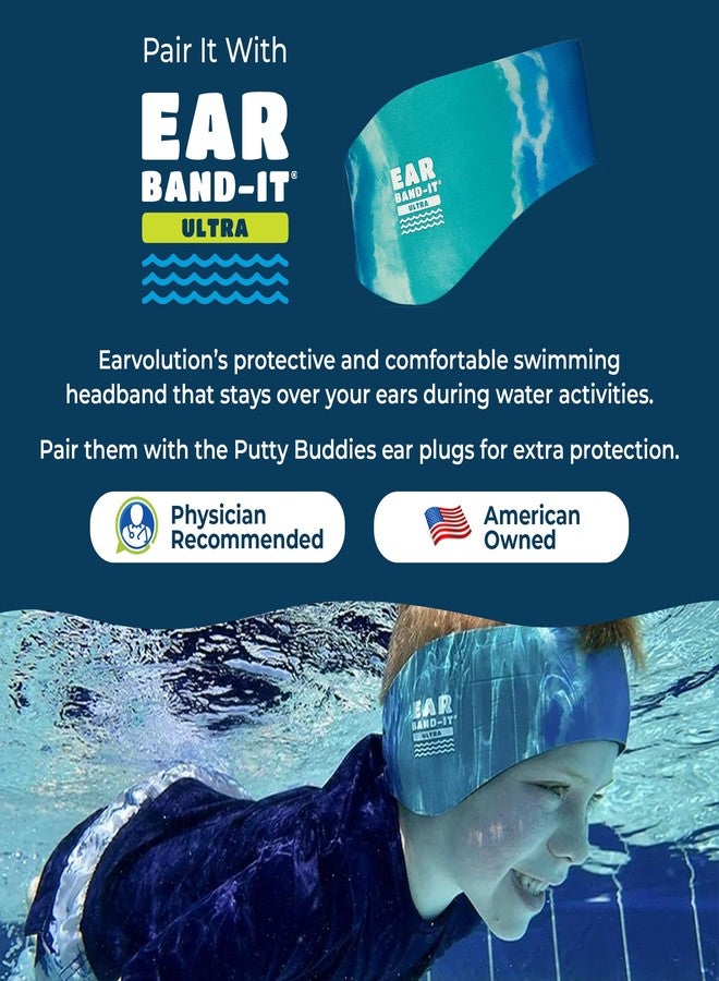 Putty Buddies Earvolution Floating Putty Buddies Swim Earplugs - Doctor-Invented, Made in USA, Moldable Premium Silicone Plugs Help Prevent Swimmer's Ear, 10 Pair Pack - Blue - Image 5
